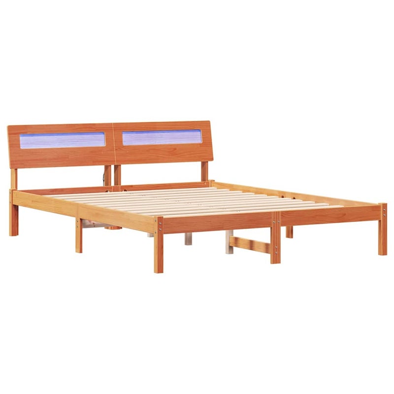 Łóżko Drewniane Brązowe Rama Łóżka Ze Stelażem Sypialnia Pokój 160 x 200 cm