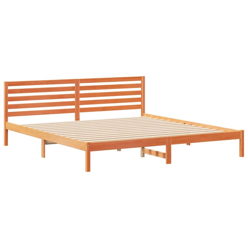 Łóżko Drewniane Brązowe Rama Łóżka Ze Stelażem Sypialnia Pokój 200 x 210 cm