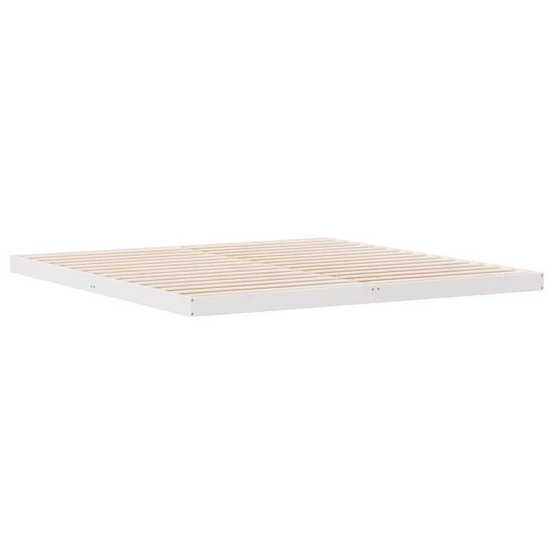 Łóżko Drewniane Białe Rama Łóżka Ze Stelażem Drewniana Łóżko Do Sypialni Pokoju 200 x 220 cm