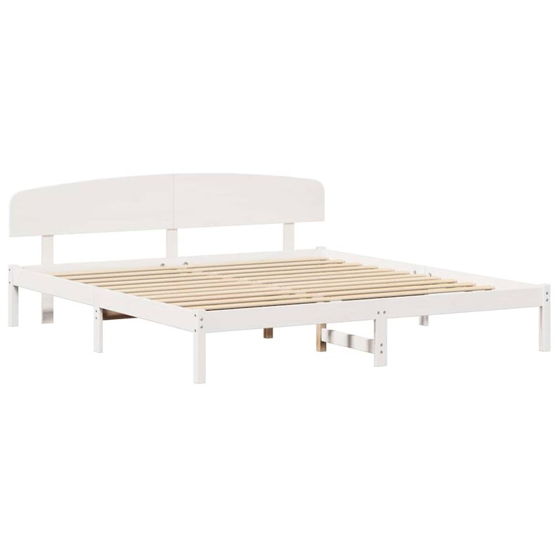 Łóżko Łóżko Drewniane Białe Rama Łózko Ze Stelażem 200 x 200 cm