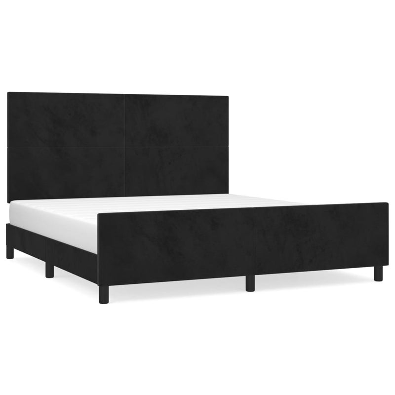 Łóżko tapicerowane rama łóżka ze stelażem czarne aksamitne 160x200 cm