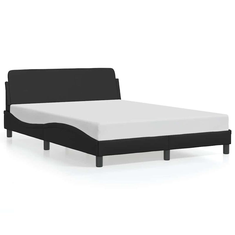 Łóżko tapicerowane rama łóżka ze stelażem czarne skóra sztuczna 120x200 cm