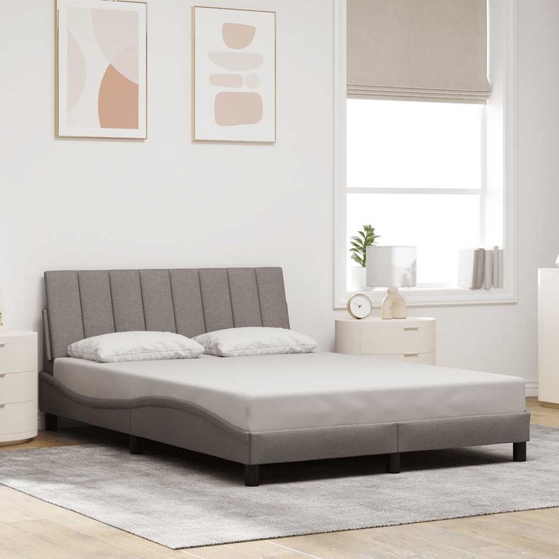 Łóżko Tapicerowane Taupe Tkanina Rama Łóżka Ze Stelażem 140x200 cm