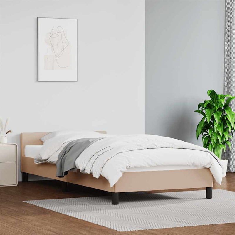 Łóżko Tapicerowane Cappuccino Rama Łóżka Ze Stelażem 90x200 cm