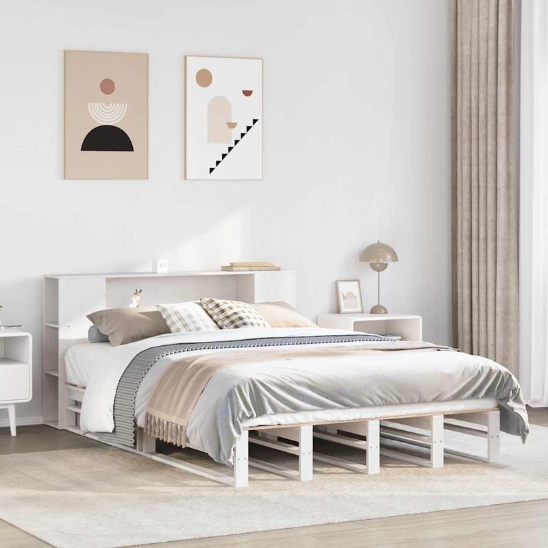 Łóżko Drewniane Białe Rama Łóżka Ze Stelażem Drewniana Łóżko Do Sypialni Pokoju 160x200 cm