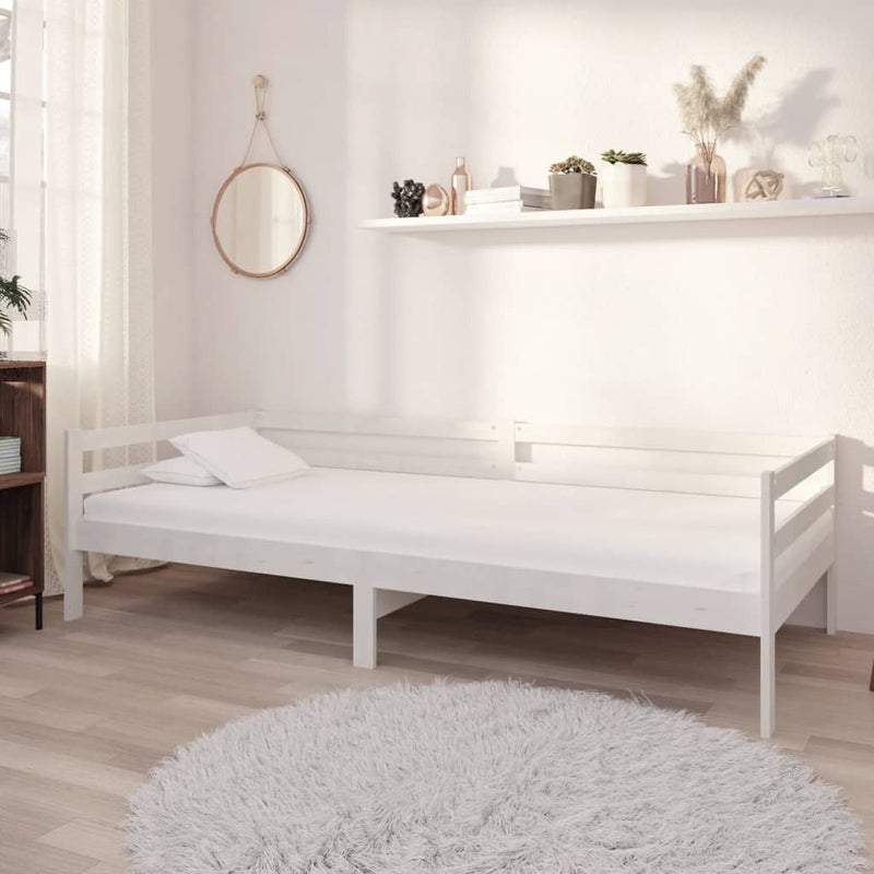 Łóżko Dzienne Drewniane Białe z Materacem 90x200 cm białe drewno sosnowe