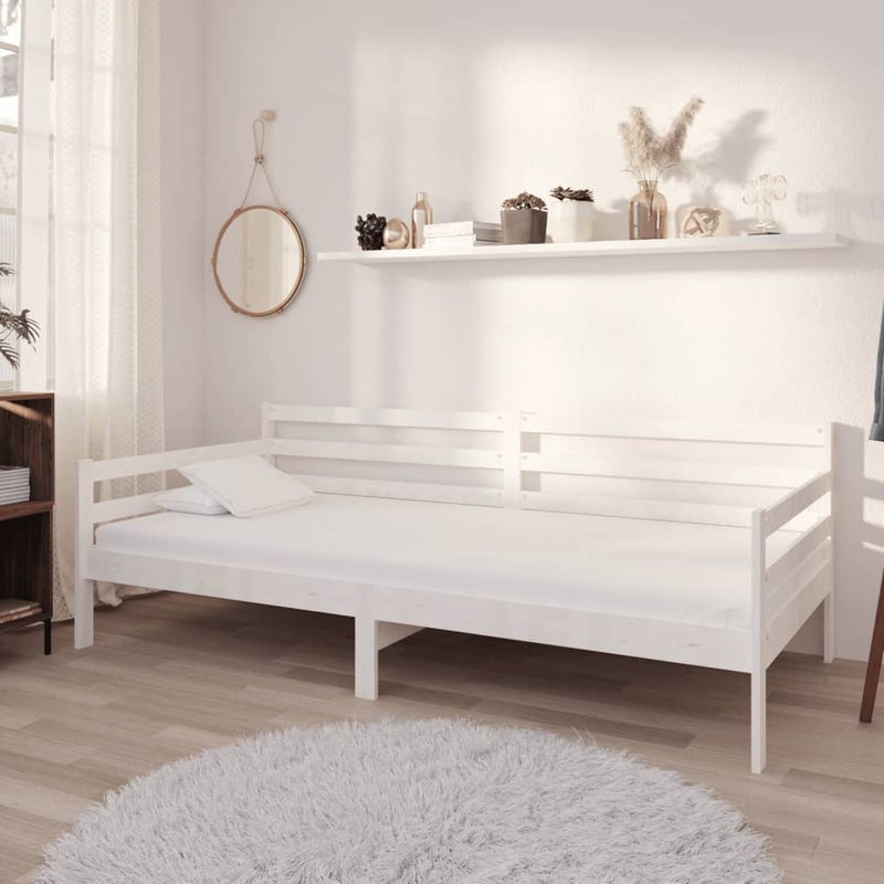Łóżko Dzienne Drewniane Białe z Materacem 90x200 cm białe drewno sosnowe