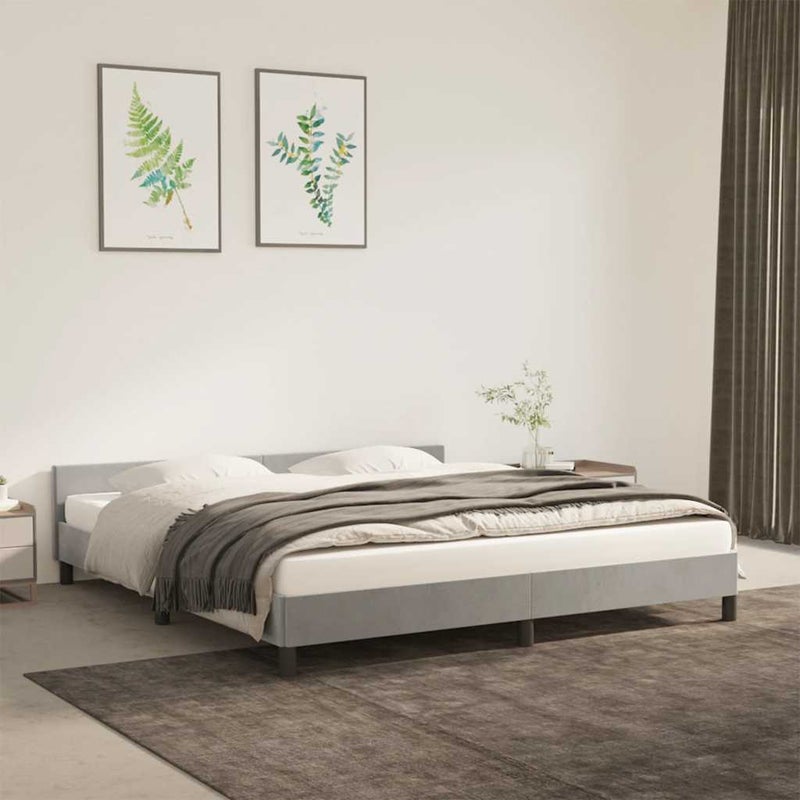 Łóżko tapicerowane rama łóżka ze stelażem szare aksamitne 160x200 cm