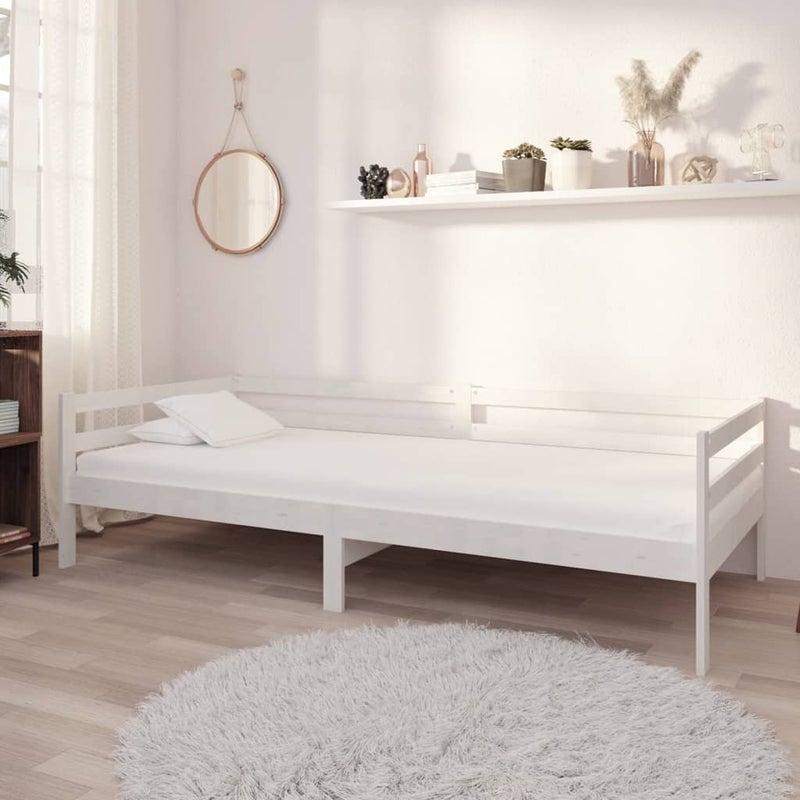 Łóżko Dzienne Drewniane Białe z Materacem 90x200 cm białe drewno sosnowe