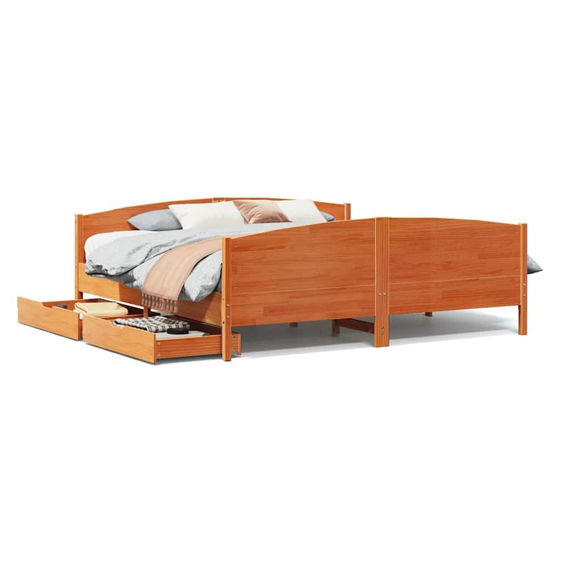 Łóżko Drewniane Rama Łóżka Sofa Brązowe Do Sypialni Pokoju 180x200 cm