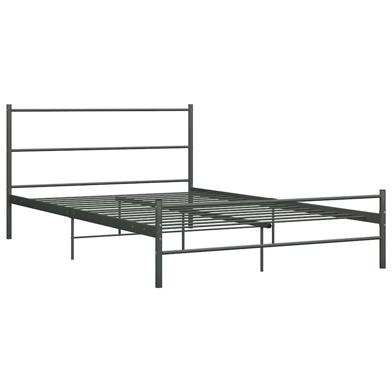 Łóżko Metalowe Szare Rama Łóżka Ze Stelażem Do Pokoju Sypialni 160 x 200 cm