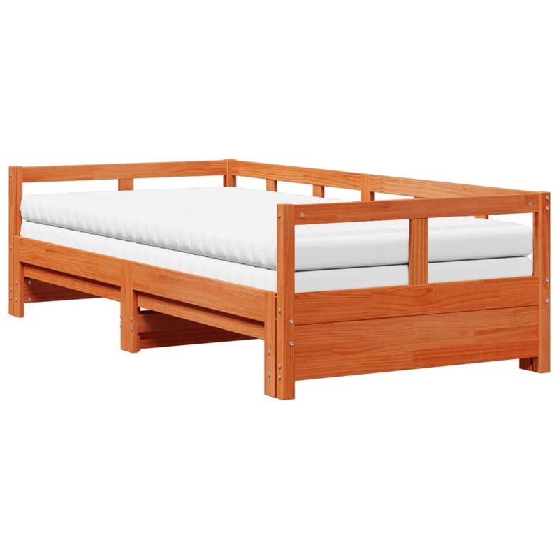 Łóżko Dzienne Rozsuwane Sofa Rama Łóżka Drewniana Brąz 80x200 cm
