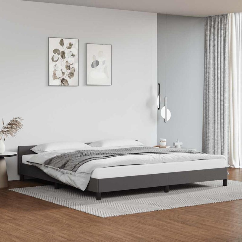 Łóżko Tapicerowane Szare Rama Łóżka Ze Stelażem Szara 200x200 cm