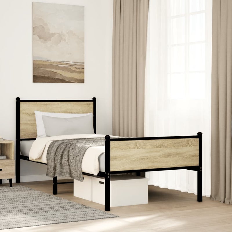 Łóżko Metalowe Czarne Rama łóżka Ze Stelażem Łóżko Do Sypialni Pokoju 90x190 cm