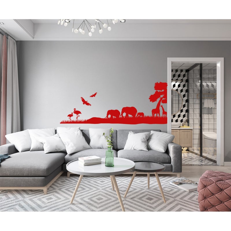 SAFARI - Naklejka ścienna winylowa 55X140 cm - kolor czerwony