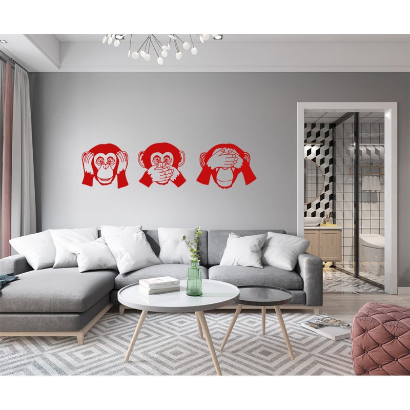 MAŁPKA - Naklejka ścienna winylowa 40x150 cm - kolor czerwony