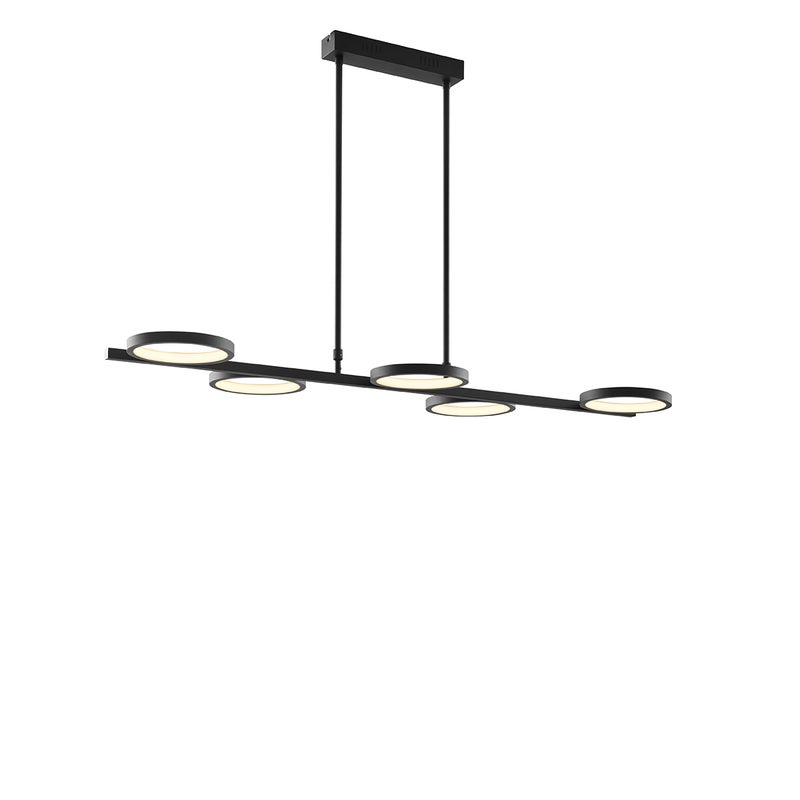Nowoczesna lampa wisząca czarna z wbudowanym LED-em, 3-stopniowa regulacja jasności, 5-światłowa - Vivé