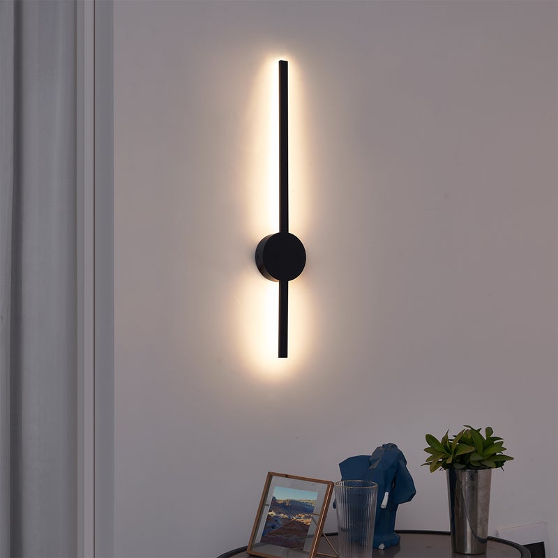 Nowoczesny kinkiet czarny 60 cm z LED - Clockwise