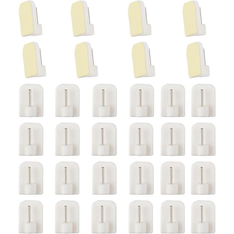 30 samoprzylepnych haczyków do zasłon, bez wiercenia – samoprzylepny wspornik do karnisza – solidne haczyki do zasłon do kuchni i łazienki