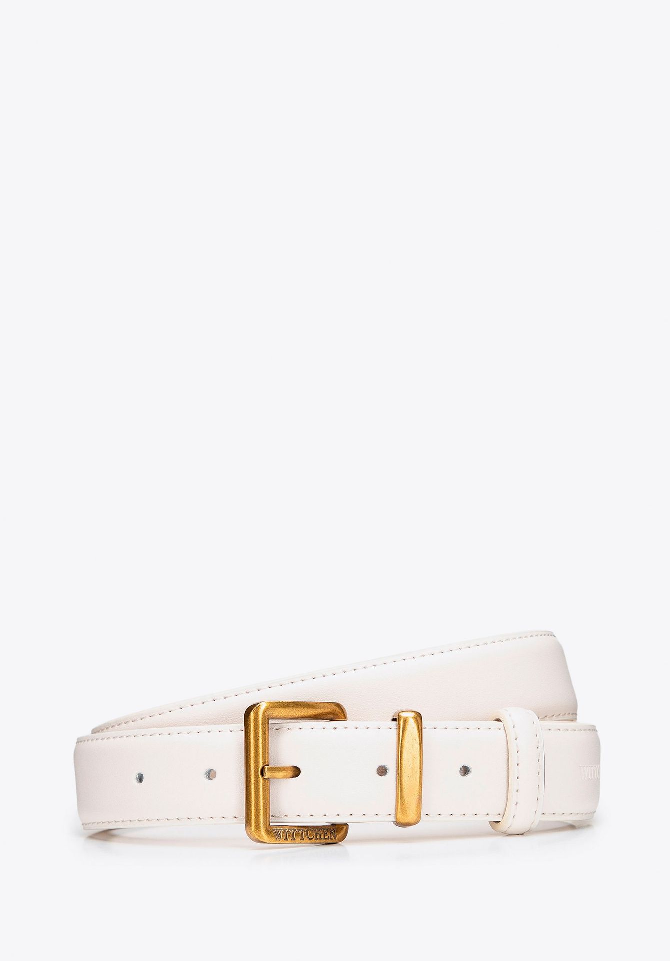 Klasyczny damski pasek ze skóry naturalnej kremowy