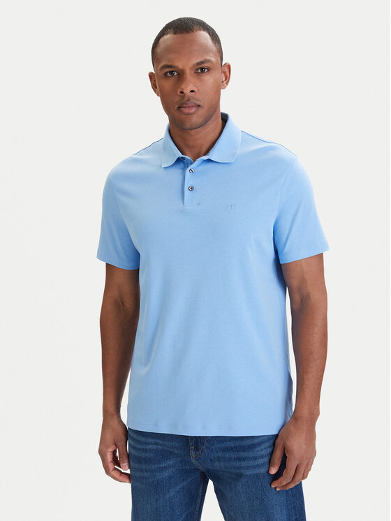 Calvin Klein Polo LV04LB276G Błękitny Regular Fit