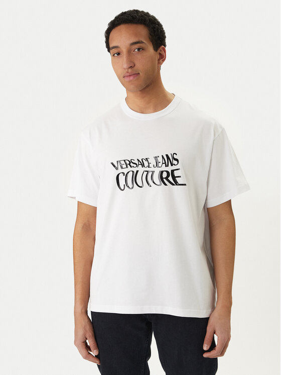 Versace Jeans Couture T-Shirt 80GAHE04 CJ00E Biały Regular Fit