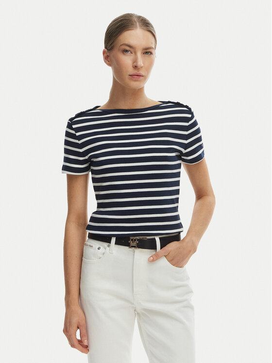 Tommy Hilfiger T-Shirt WW0WW49250 Granatowy Slim Fit