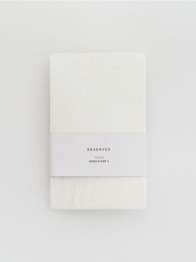 Reserved - Koronkowe rajstopy - biały