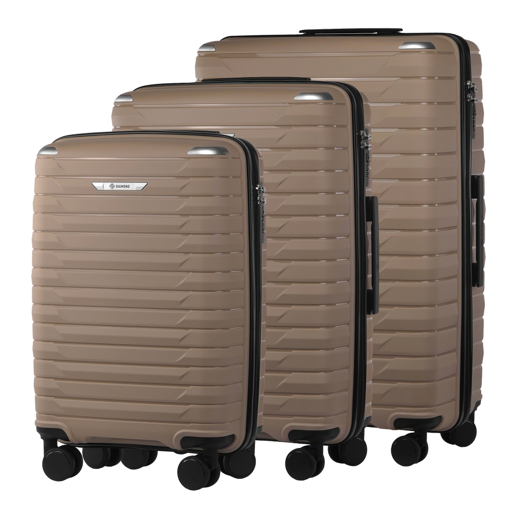 Zestaw Walizek Na Kółkach z Polipropylenu Beżowy