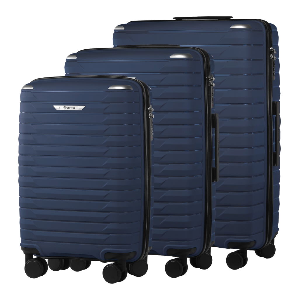 Zestaw Walizek Na Kółkach z Polipropylenu Granatowy