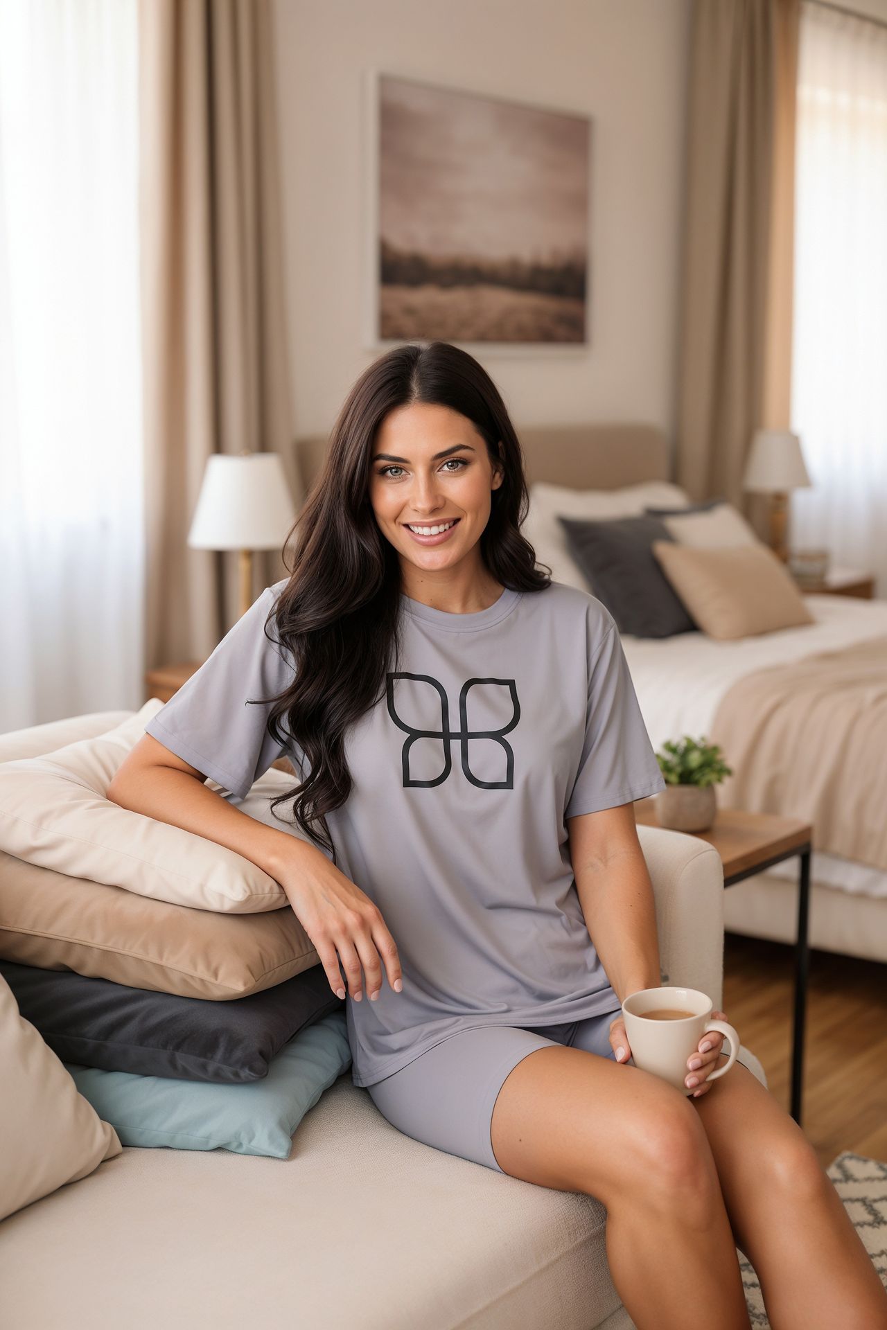 Piżama damska - LUXEFLY SLEEPWEAR grey