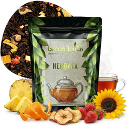 Pu-Erh Ognista 50 g herbata czerwona liściasta z ananasem, jabłkiem, truskawką z dodatkiem Rooibos