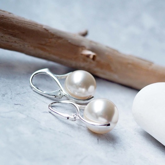 SREBRNE KOLCZYKI Z perłami Swarovskiego