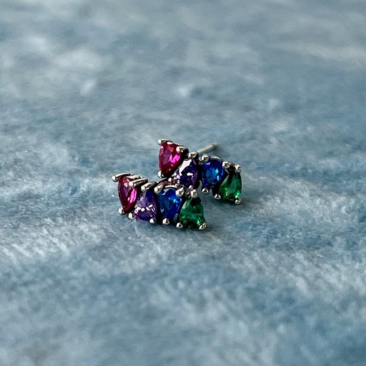 Kolczyki srebrne 925 na sztyfcie z kolorowymi cyrkoniami