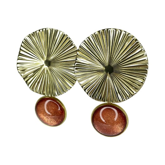 Kolczyki w odcieniu perłowej miedzi z rozetą