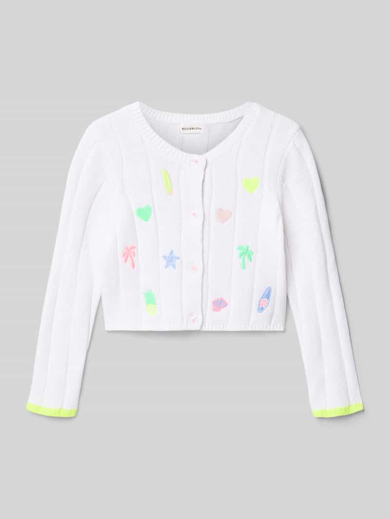 kardigan z krojem regular fit z wyhaftowanym motywem na całej powierzchni