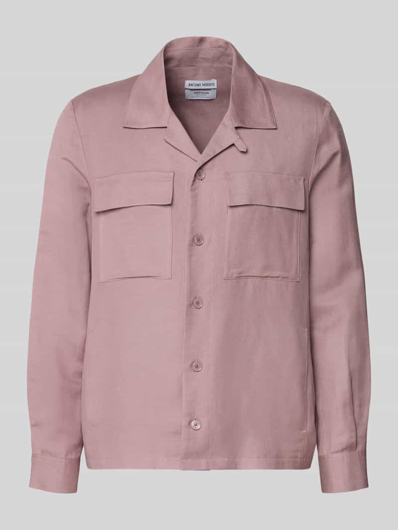 Krój regular fit koszulokurtka z mieszanki lnu i wiskozy model 'ANTIGUA'