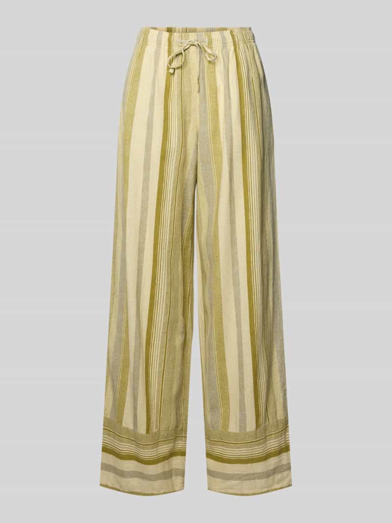 Spodnie z mieszanki lnu i wiskozy z elastycznym pasem model 'POLLY'