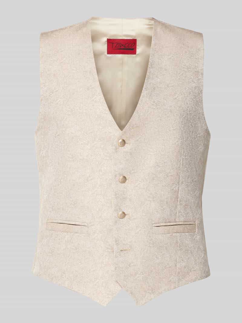 Kamizelka z dekoltem w serek i kieszeniami z lamówką