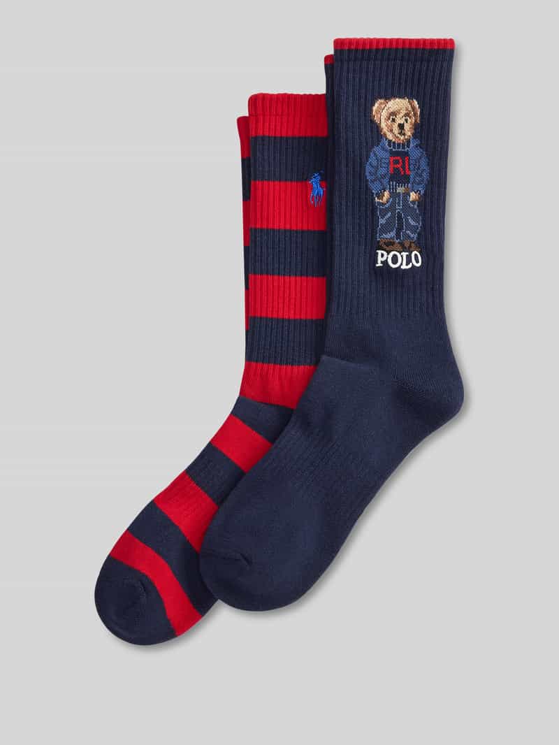 Skarpety długie z nadruk polo bear oraz detal z logo