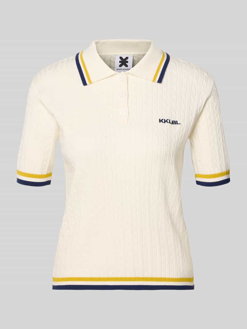 Koszulka polo o kroju regular fit ze ściegiem warkoczowym i wyhaftowanym logo