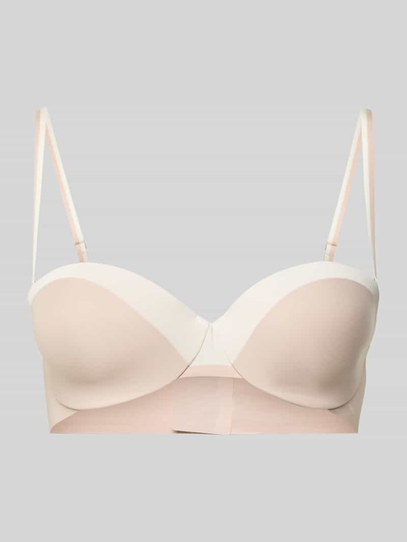 Biustonosz z odpinanymi ramiączkami i detal z logo