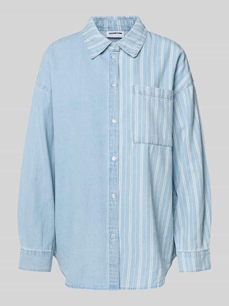 Bluzka jeansowa o kroju oversized z brustaszą model 'KATRI'