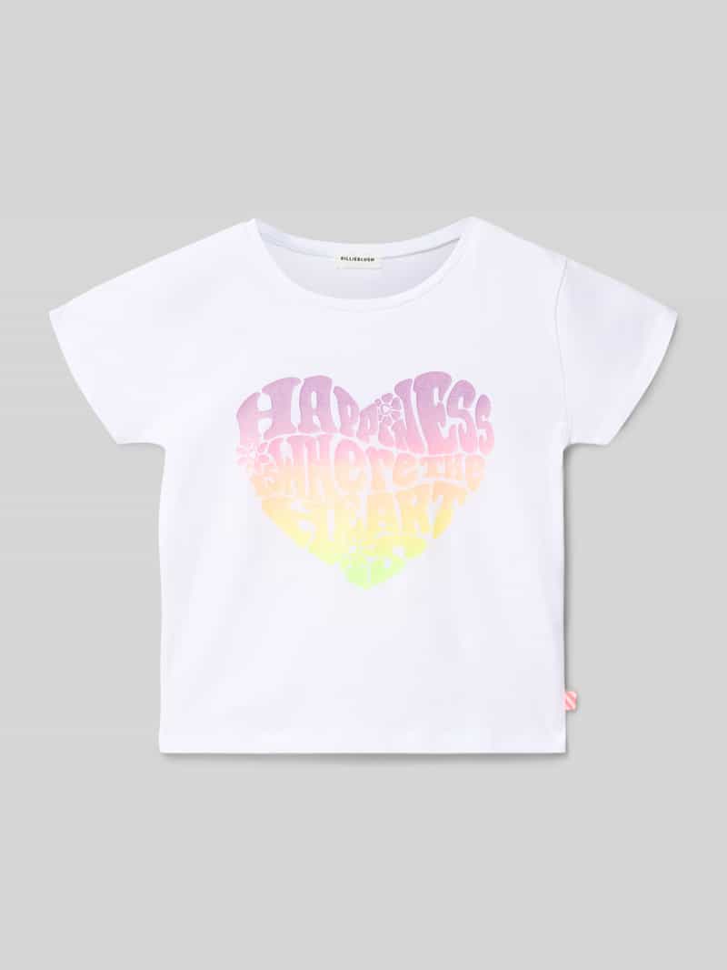 damski t-shirt o kroju regular fit z nadrukiem z napisem