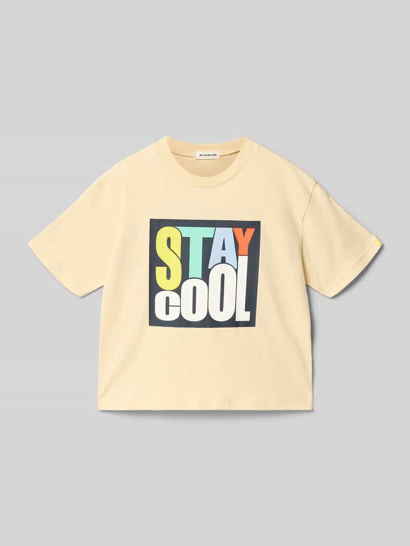 damski t-shirt o kroju regular fit z nadrukiem z napisem