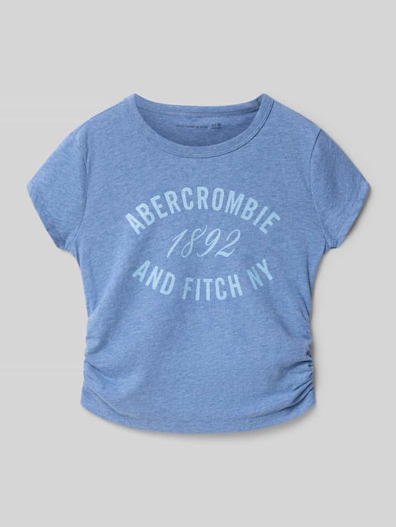 damski t-shirt o kroju regular fit z marszczeniami