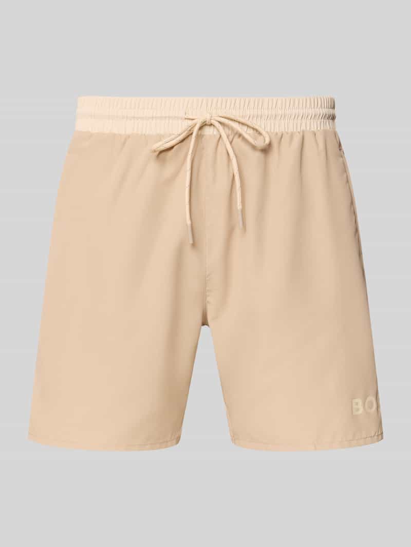 Spodenki kąpielowe z paskiem z logo w kontrastowym kolorze model „STARFISH”