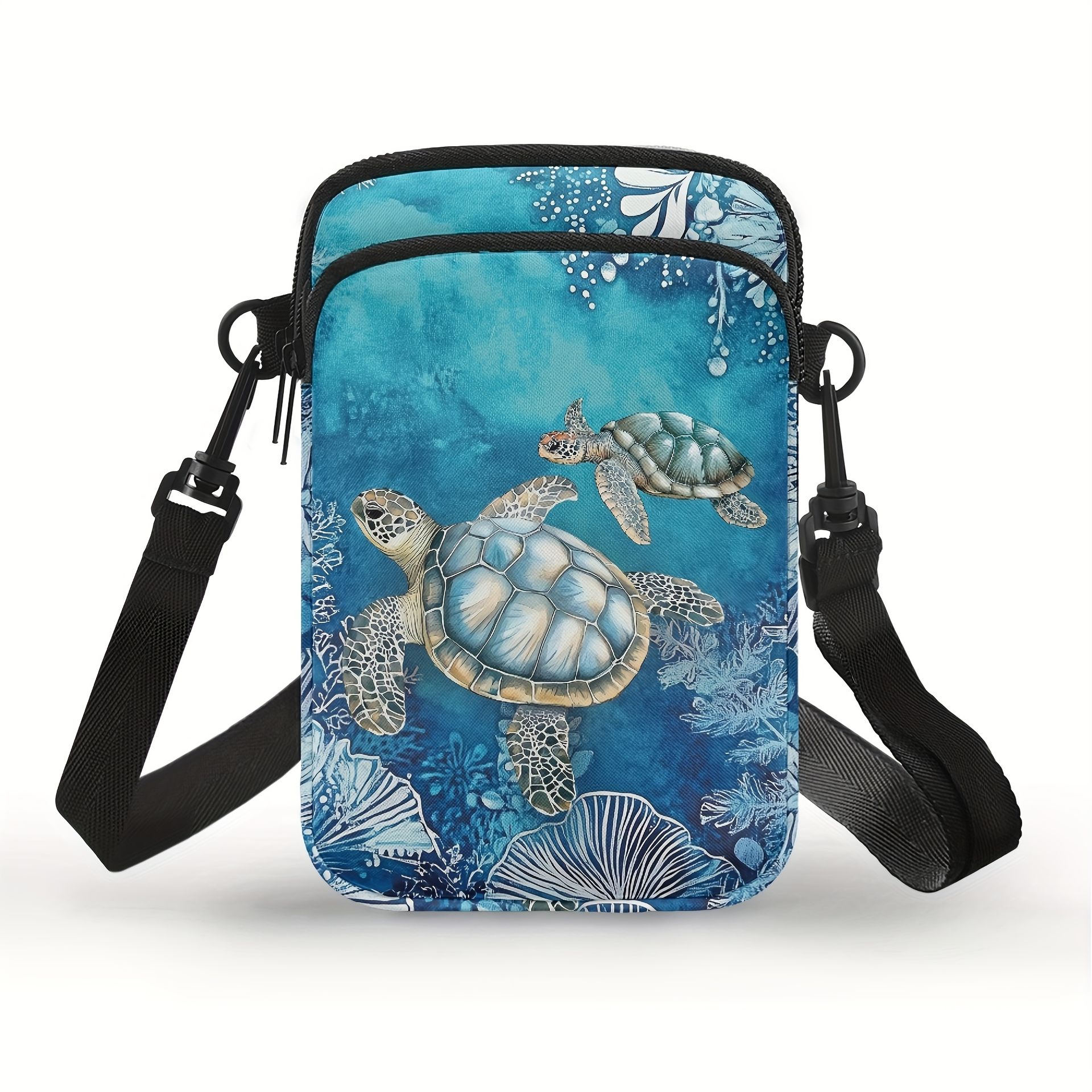 TEMU Modna Mini Torba na Ramię typu Crossbody z Nadrukiem w Wzór Żółwia, Torba Listonoszka dla Mężczyzn i Kobiet, Wytrzymały Lekki Poliestrowy