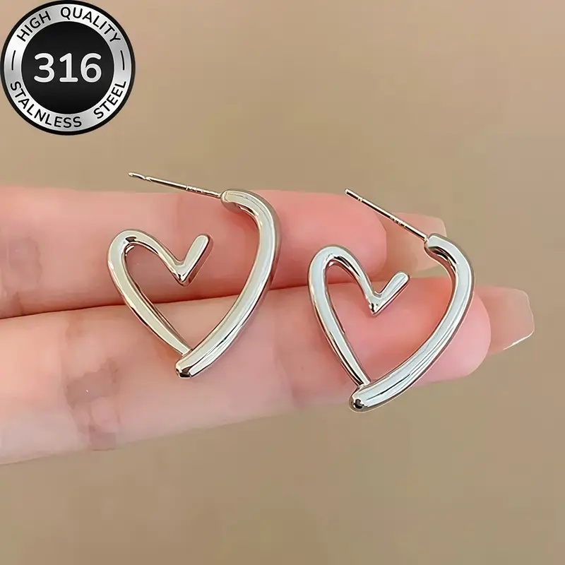 TEMU Wysokiej jakości, hipoalergiczne kolczyki w kształcie ze stali nierdzewnej 316, pozłacane 18-karatowym złotem, odporne na blaknięcie, stylowe