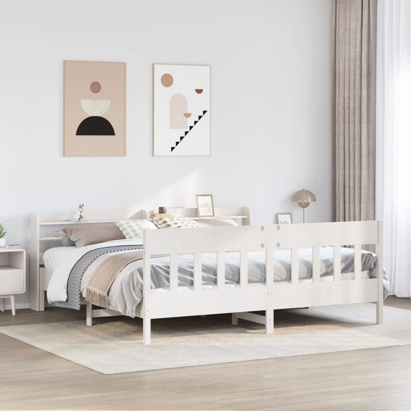 Łóżko Drewniane Białe Rama Łóżka Ze Stelażem Drewniana Łóżko Do Sypialni Pokoju 200x200 cm